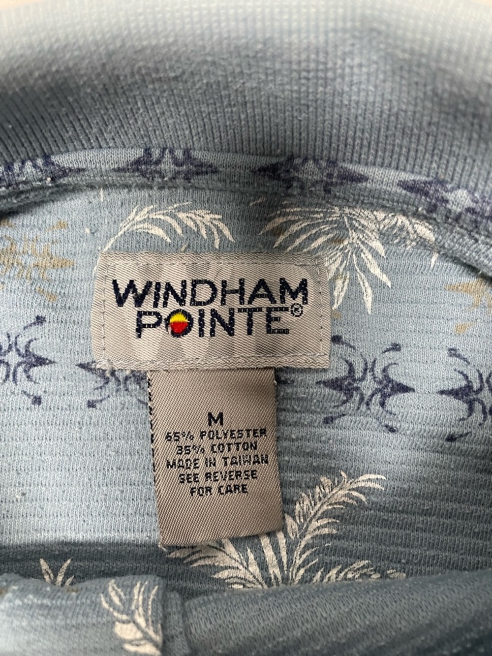 Men's Light Blue Palm-Print Short Sleeve Polo - Picture 5 of 5